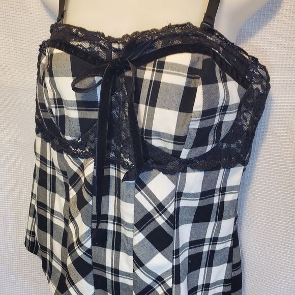Torrid Retro Chic Punk Flannel Lace Bustier Tank Top Sz XL Removable Straps Goth - Picture 3 of 11